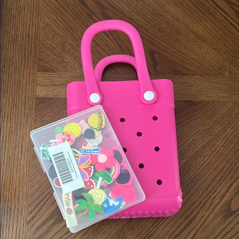 Pink Tote Bag with Accessories